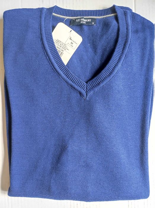 5 pulovere casual/bumbac/decolteu in V, mar. M, noi, cu/fara eticheta
