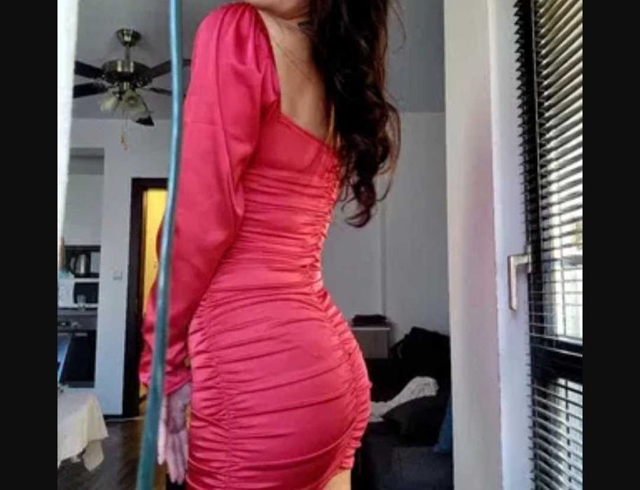 Рокля сатен S/M черна и червена