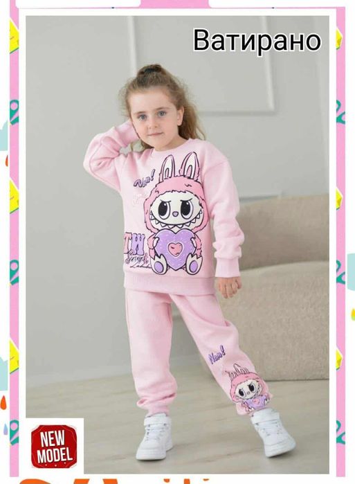 Детски памучни , ватирани комплекти за момиченце - няколко цвята - 32