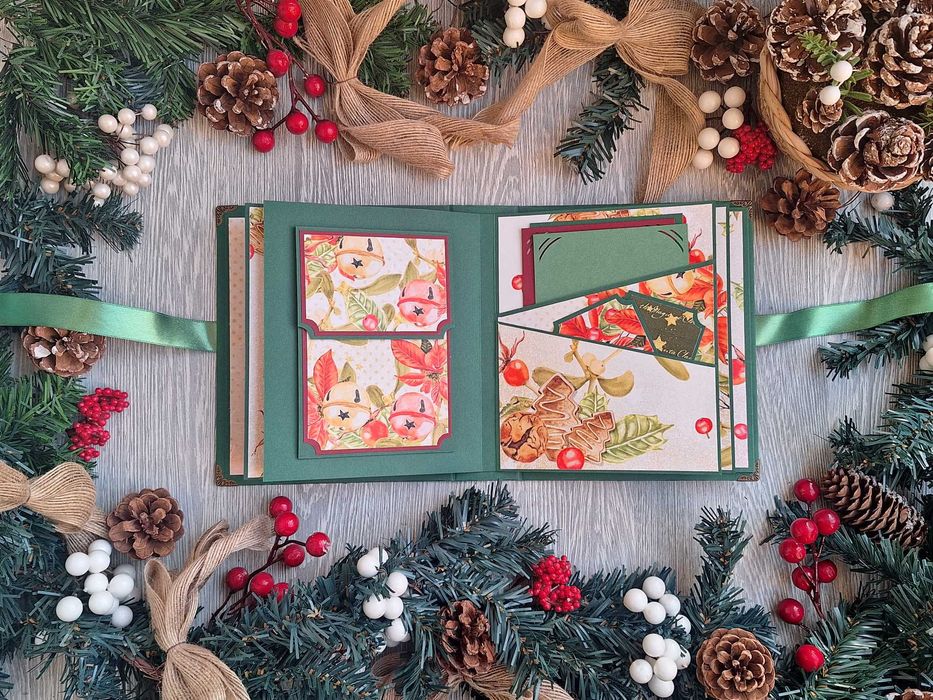 Коледен скрапбук албум "Коледен блясък" в зелено /48.20