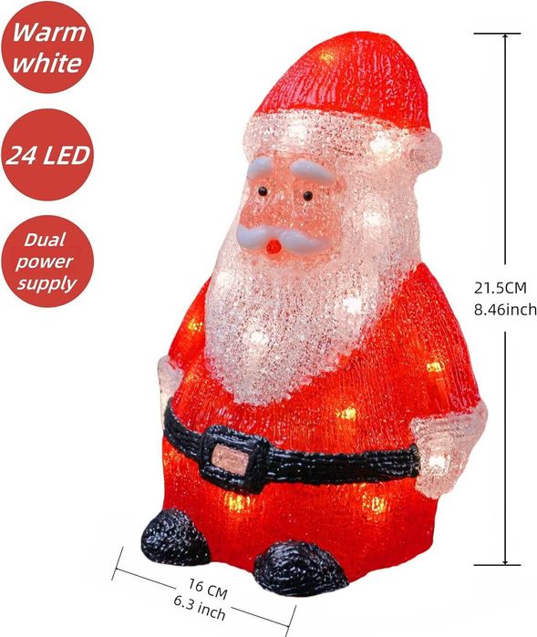 Gloworm YKL-1015, figurină de Crăciun acrilică luminoasă de 21,5 cm