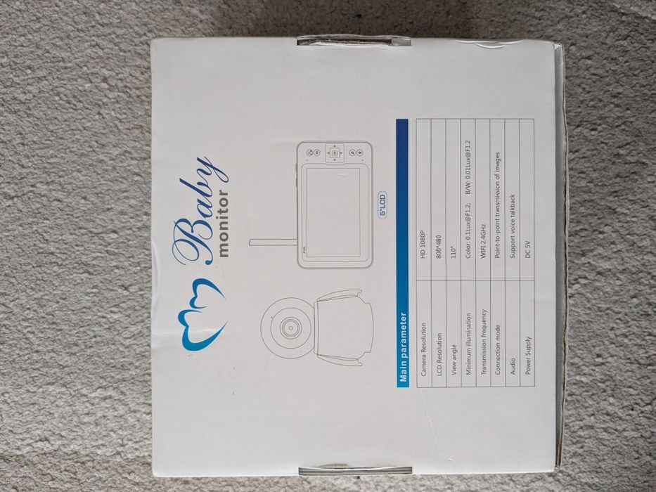 Baby monitor Full HD ecran 5'' temperatura, voce, control 360