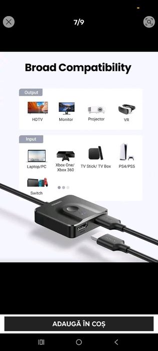 Vând Splitter Hdmi bidirecțional Ugreen 4k60hz