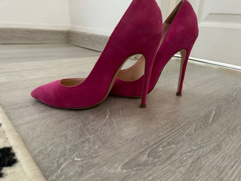 Pantofi stiletto fucsia, marca MINELI BOUTIQUE, Piele naturala
