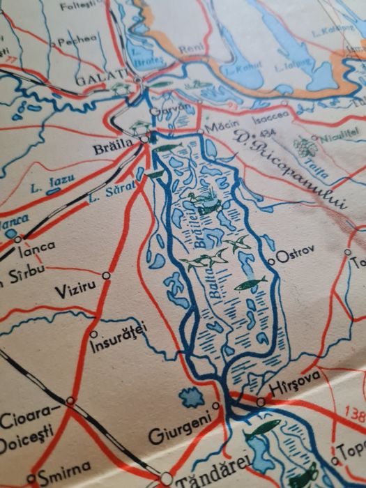 Harta turistica a  Romaniei R. P. R din anul 1958, oras Stalin