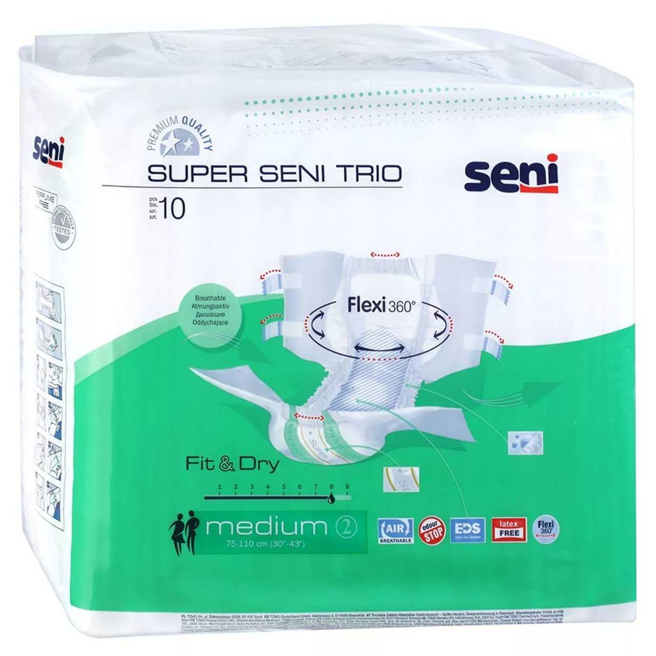 Seni Super Trio памперсы для взрослых M(2) подгузники, ёмкие 8 капель