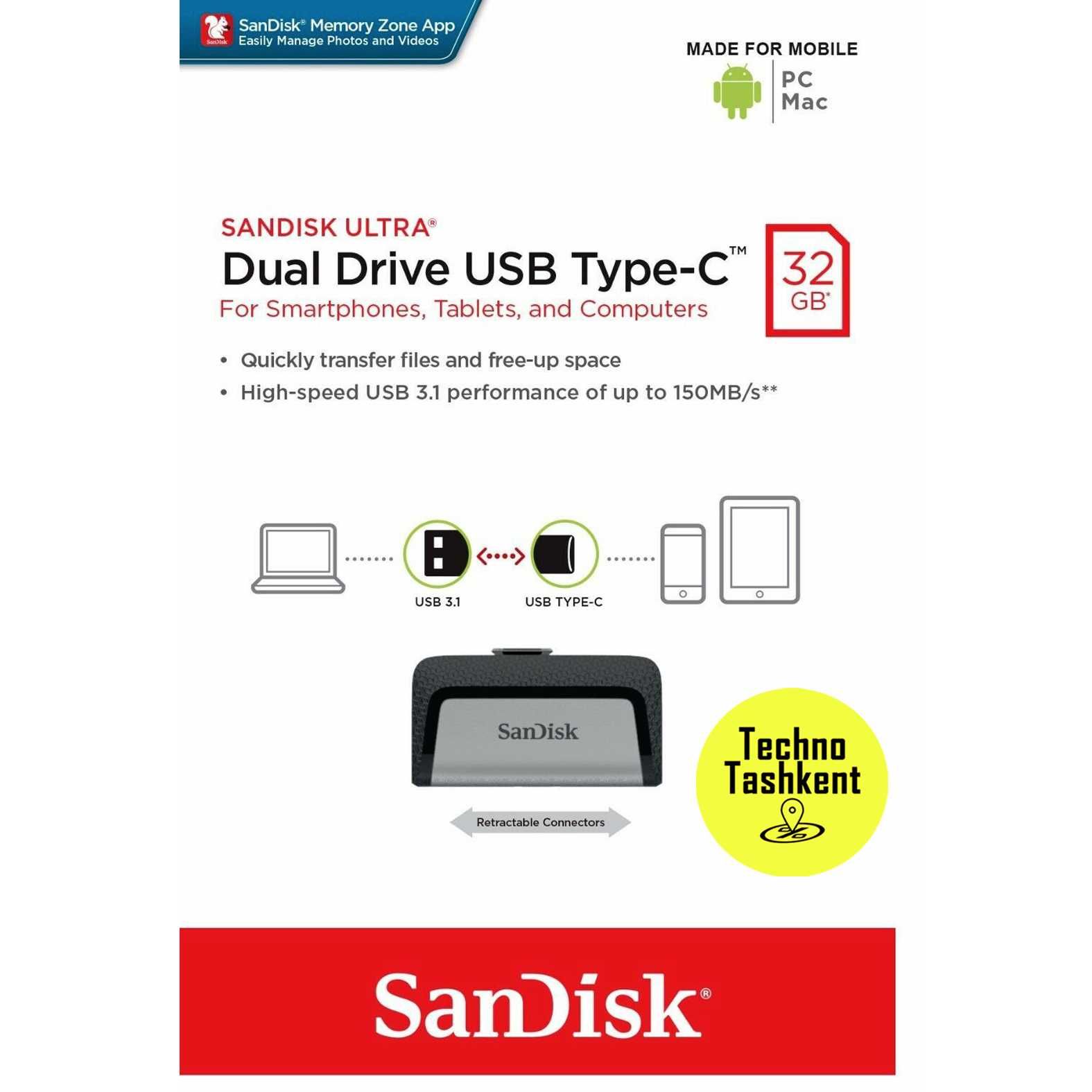 SanDisk Ultra Dual Drive 32gb otg Type-c usb 3.1 (Garantiya)
