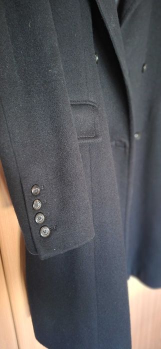 Palton clasic negru de femei din stofa, marimea L