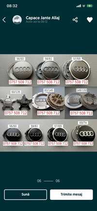 Capace jante aliaj Audi A1 A3 A4 A5 A6 A7 A8 S4 S5 Q2 Q3 Q5 Q8 Roti TT