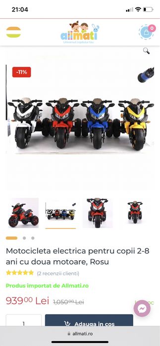 Motocicleta electrica copii 2-10 ani albastru