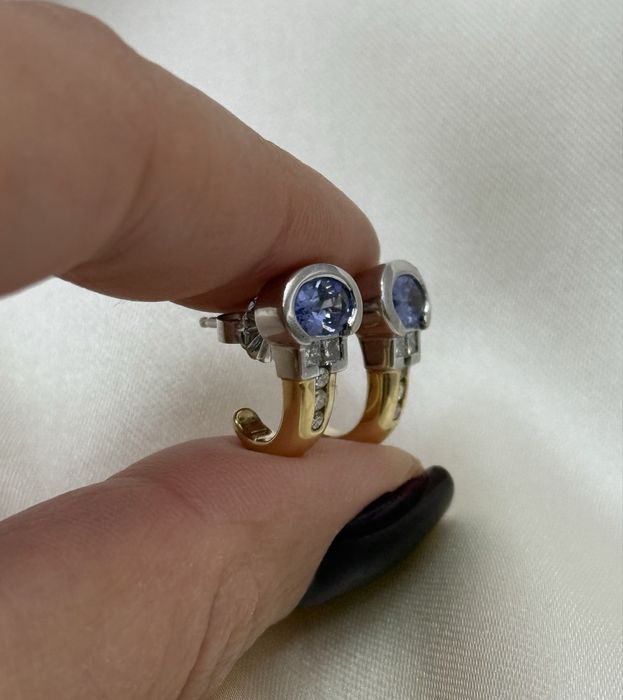 Cercei din aur cu tanzanite si diamante
