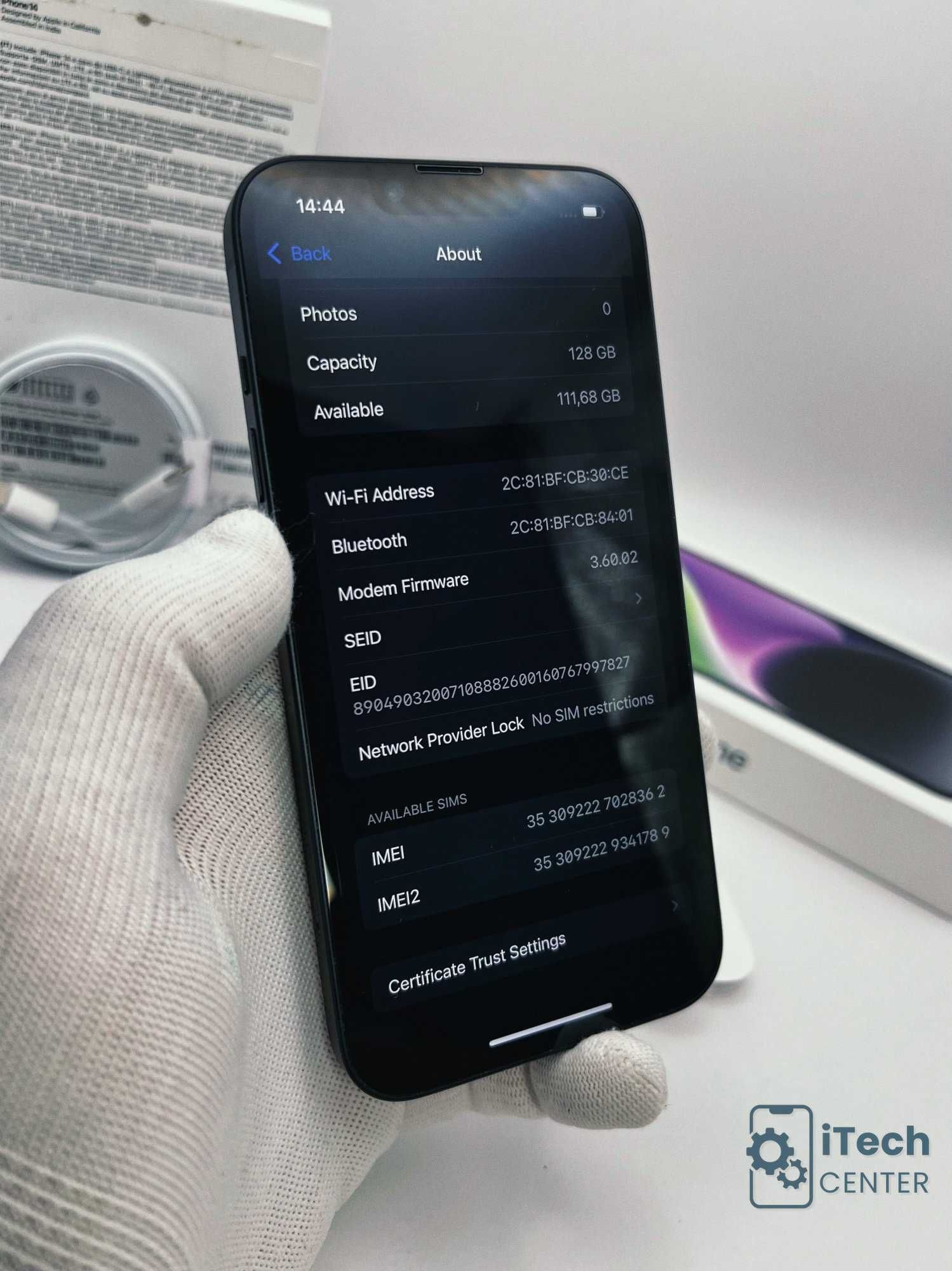 iPhone 14, 128GB, Starlight, 100% батерия, КАТО НОВ, 1г. ГАРАНЦИЯ!
