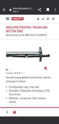 Ancora/cuie(construcții)expandate percutie pentru beton. HILTI