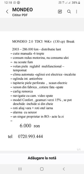 Vandut! Ford Mondeo Mk3 2003 break