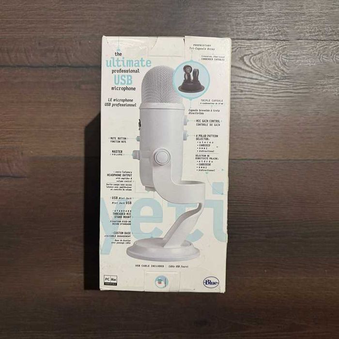 Microfon Blue Yeti WhiteOut for Podcast, Studio, Mac si PC.