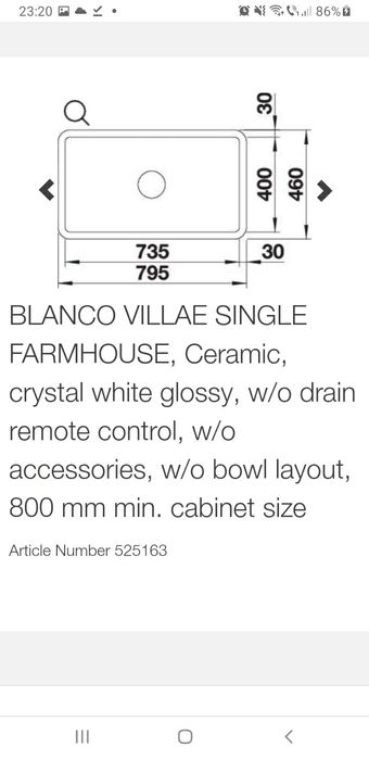 Vand chiuveta ceramica alba NOUA pentru bucatarie Farmhouse Germania