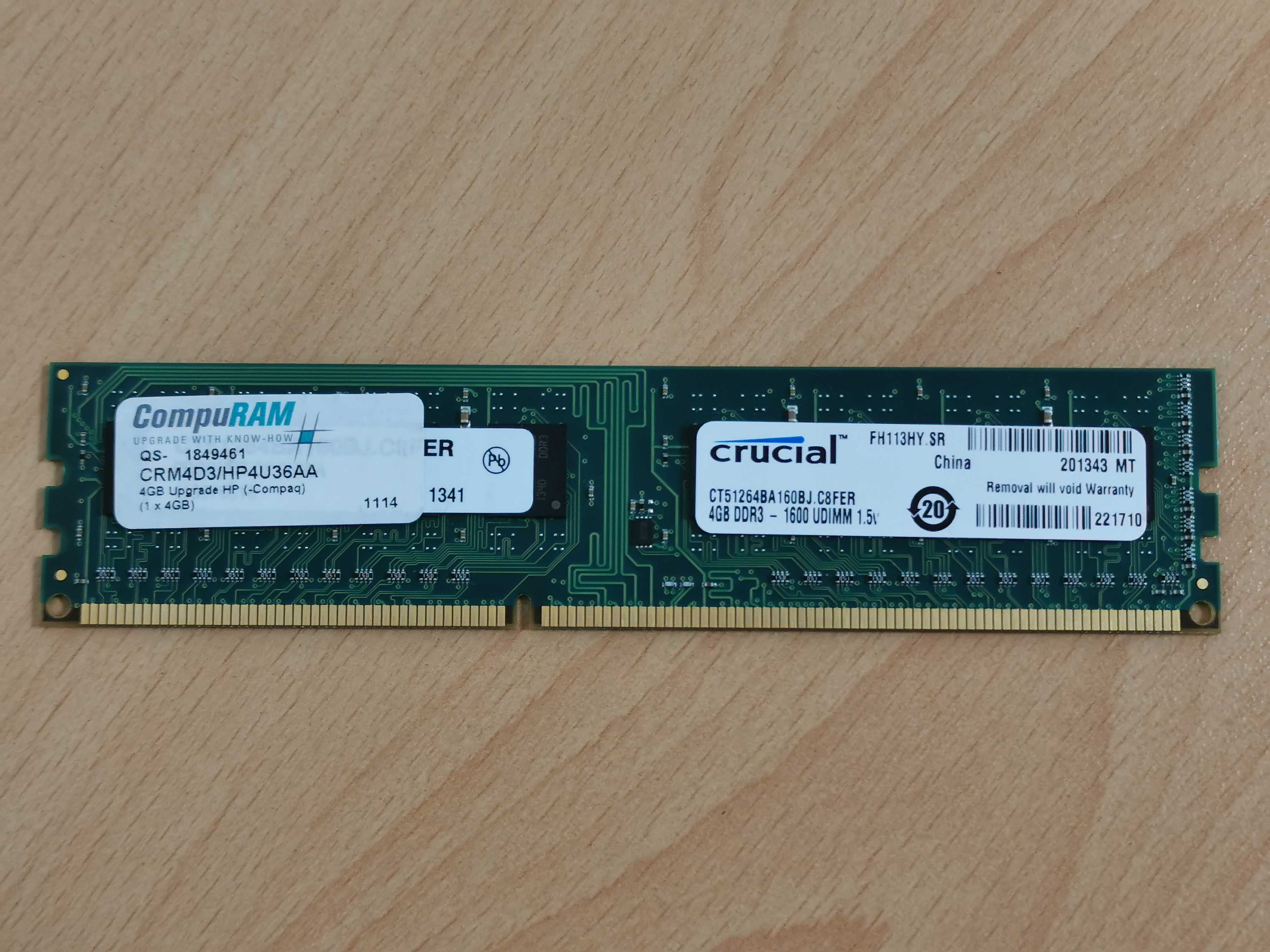 Crucial 4GB 1600MHz DDR3 памет p/n CT51264BA160BJ
