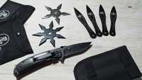 Нож, 4 остриета и 2 японски звезди в комплект