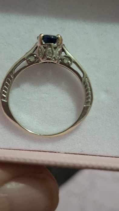 Inel aur 14k cu safir si diamante