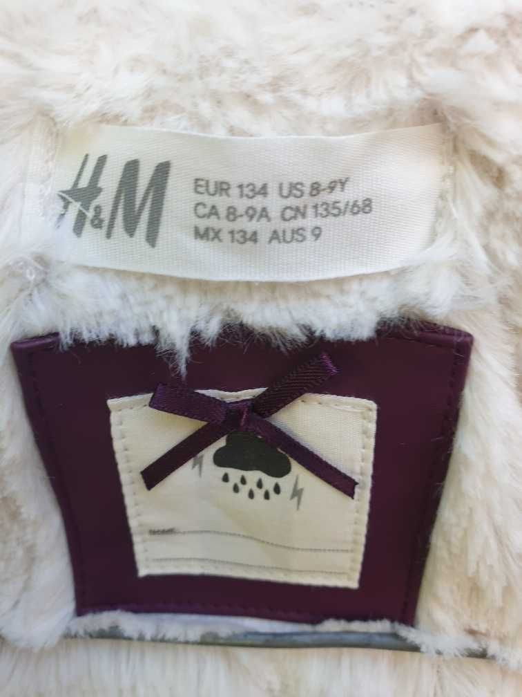 Jacheta H&M impermeabila cu gluga, captusita, marimea 134, noua