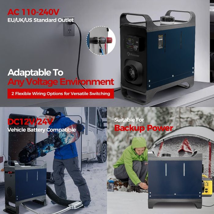 Silentios - cu Bluetooth - Încălzitor 8kw  pe motorina cu adaptor 220v