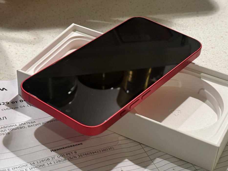 iPhone 14 Red 128GB – Перфектен, Гаранция 1г., 94% Батерия!