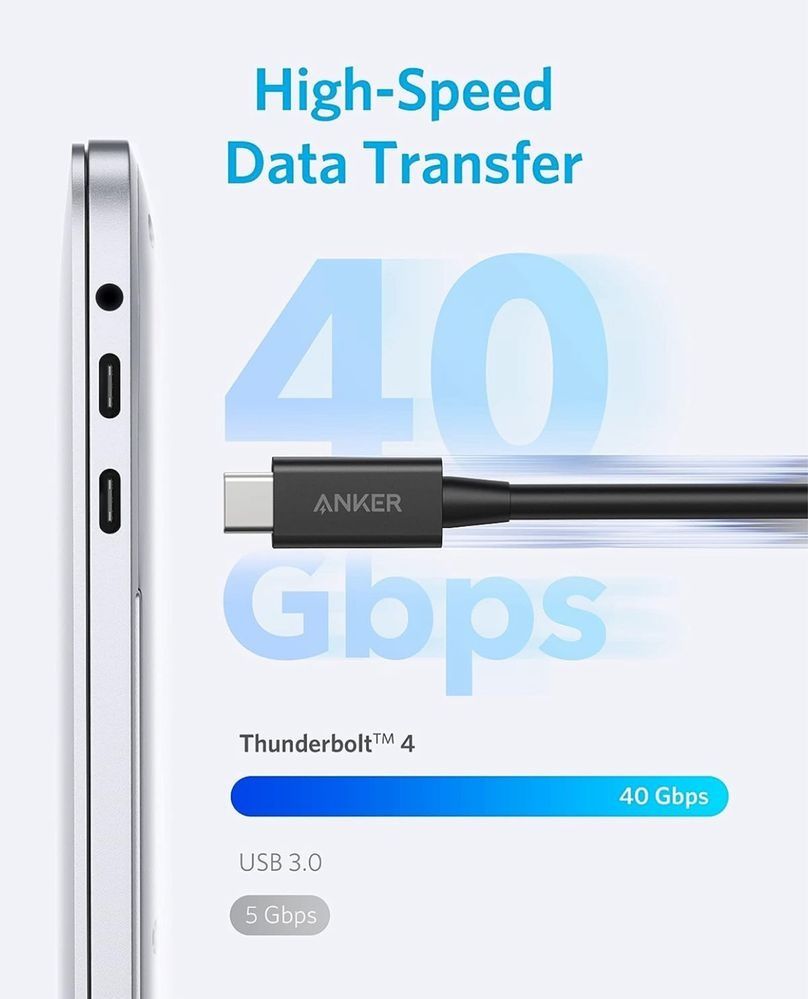 Кабель/Провод Anker Thunderbolt 4 USB-C to USB С 40Gbps Data Transfer