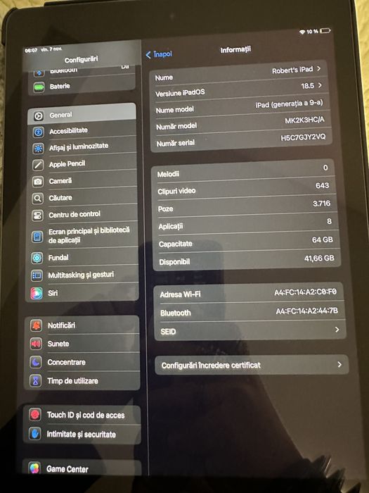 Vand tableta iPad gen 9, 64gb WI-FI +pen, Contact doar telefonic