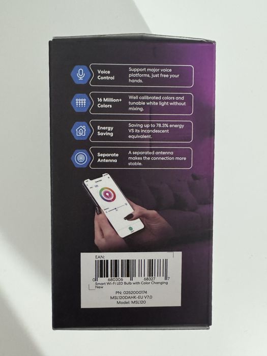 Bec LED Smart Meross, color, E27, Wi-Fi, Apple HomeKit. NOU