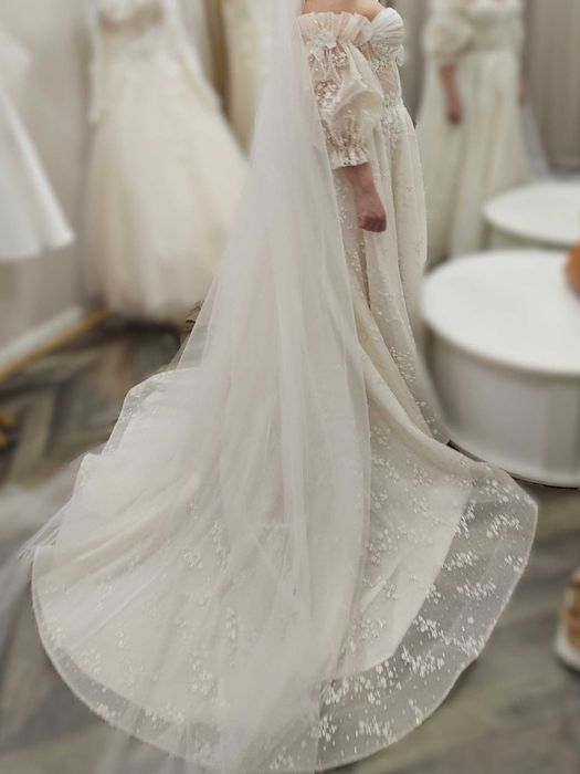 Rochie de mireasa linia A-Barbara Langellotti, ivory