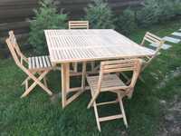 Masa rabatabila cu 4 scaune din lemn de Acacia noua