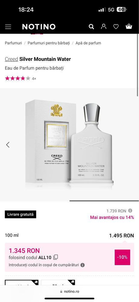 Parfum Creed Silver Mountain original