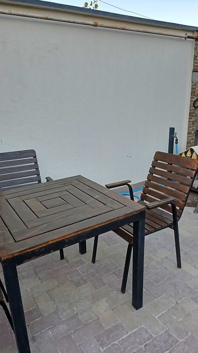 Set gradina, masa + 4 scaune lemn