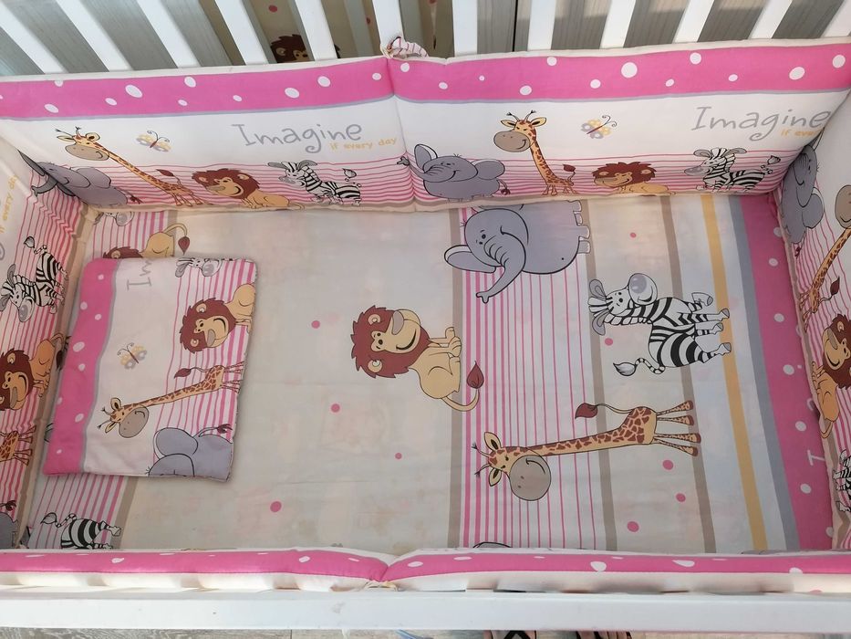 Patut bebe/copil Meșterel Mos Ene cu sistem balansare +saltea+lenjerie