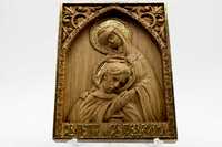 Позлатена релефна икона на Свети Петър и Света Феврония от дъб