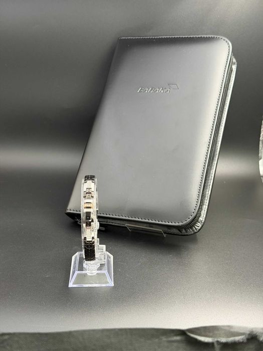 Bratara BARAKA placata PVC NEGRU cu aur 18K si DIAMANTE NATURALE