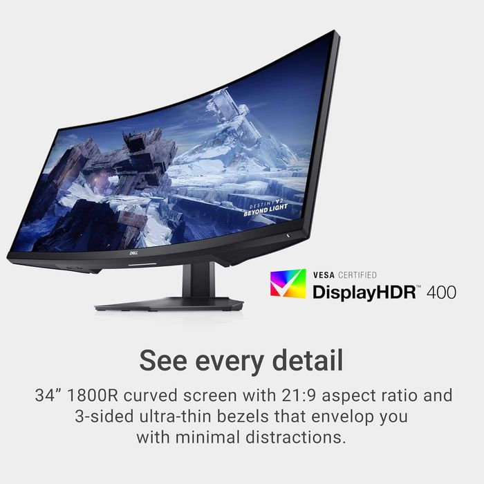 Dell S3422DWG Curved Gaming Monitor - 34 Inch 1800R Curved 144Hz
