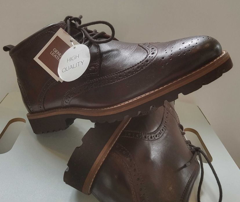 Ghete lace up 45 brogue premium Tataly Italy piele naturala