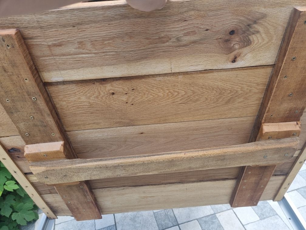 Masa superba solida aluminiu  si blat stejar masiv