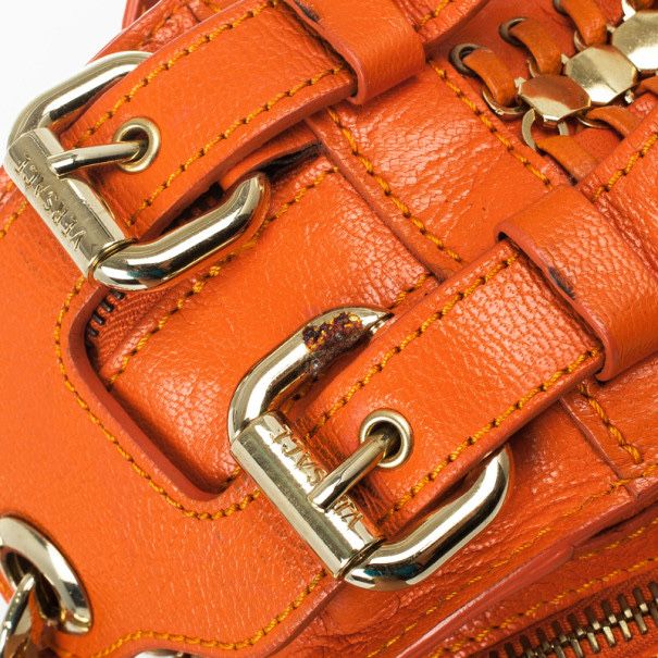 Versace Orange Leather Mini Satchel