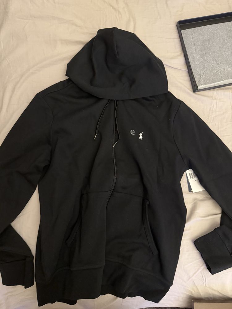 Original Hanorac Ralph Lauren Negru  - Double knit full zip hoodie nou
