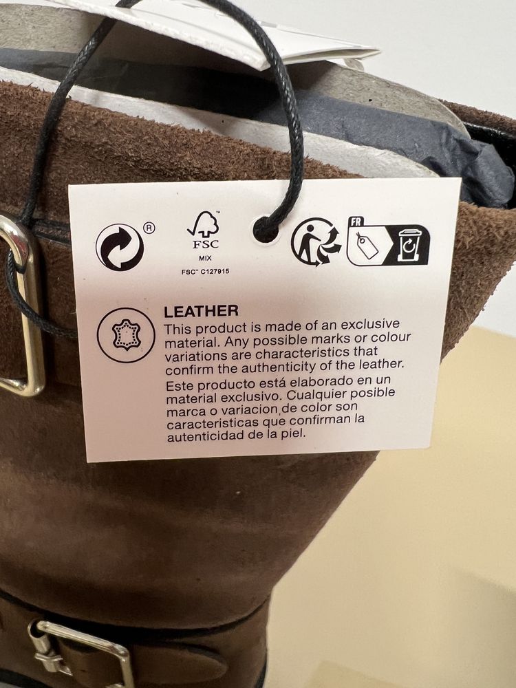 Vand cizme , maro , toc jos, din piele intoarsa -ZARA