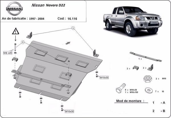 Scut motor metalic pentru Nissan Navara 1997-prezent - otel 3mm