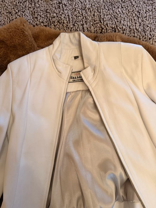 Geaca alba din piele naturala, marime s