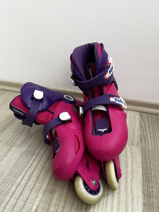 Role Roz Oxelo 32 34 Decathlon 20-21,5 cm 6-8 ani si casca Oxelo Roz