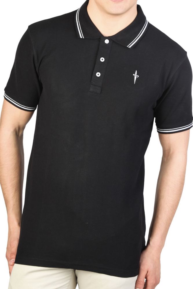 Tricou polo Cesare Paciotti Negru model tricotat pique marime M