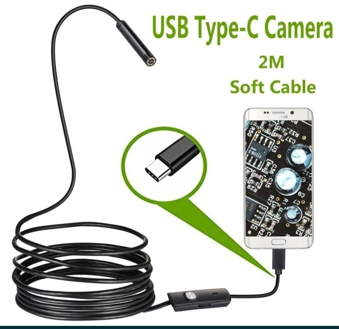 Camera inspectie 2m cu leduri ajustabile, camera flexibilă endoscopica