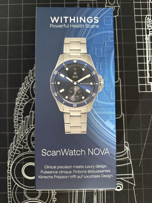 Withings Scanwatch Nova Blue - Ceas inteligent hybrid, 42mm