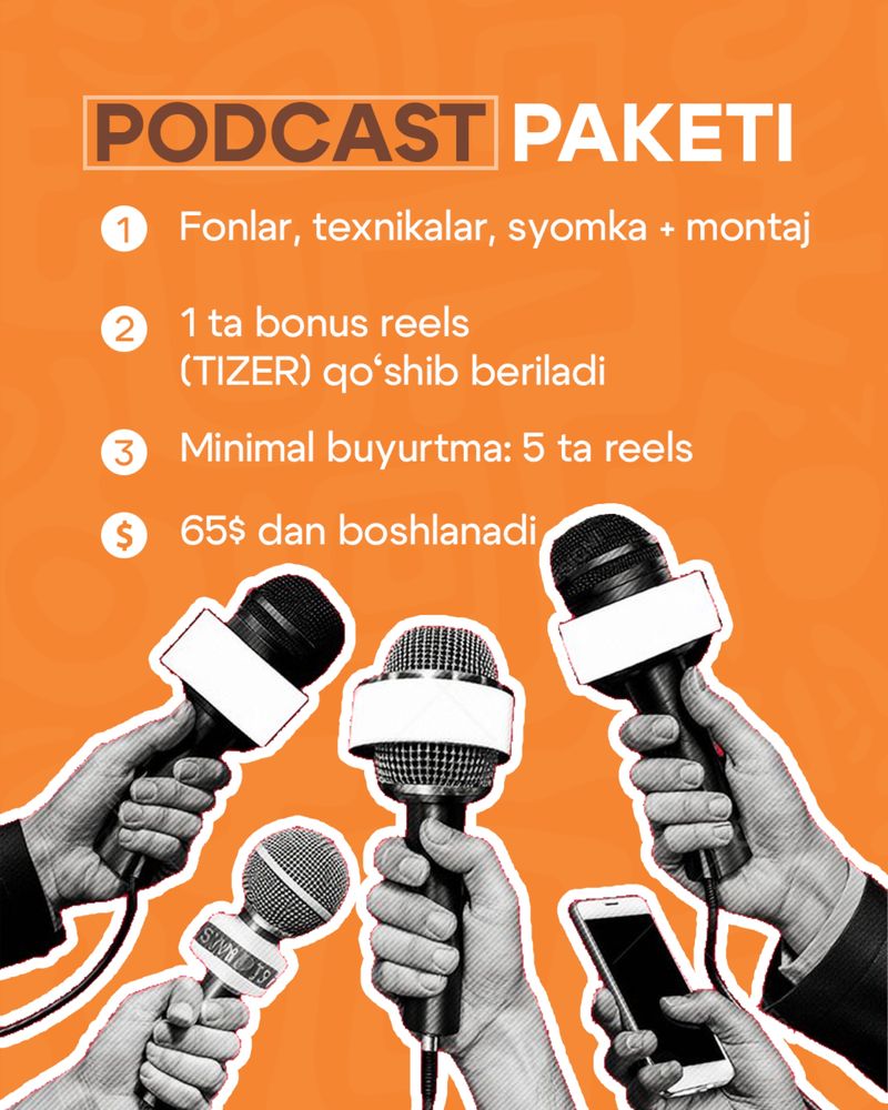 Posdcast | Kontent | Studio Foto-video reels uchun |  Farg'ona shahar