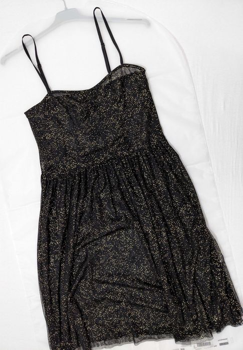 Rochie nouă H&M Divided, mărime S, neagră cu sclipici auriu